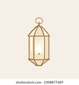 Islamic background with ramadan lantern and crescent moon illustration. Decoration for ramadan kareem, mawlid, iftar, isra miraj, eid al fitr adha and muharram.