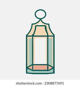 Fondo islámico con linterna ramadán e ilustración de luna creciente. Decoración para ramadan kareem, mawlid, iftar, isra miraj, eid al fitr adha y muharram.