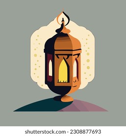 Islamic background with ramadan lantern and crescent moon illustration. Decoration for ramadan kareem, mawlid, iftar, isra miraj, eid al fitr adha and muharram.