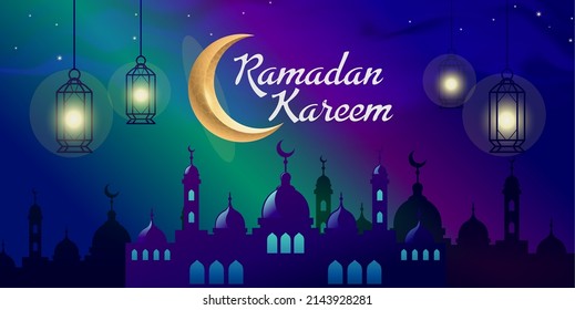 Islamic Background Ramadan Mosque Moon Stock Vector (Royalty Free ...