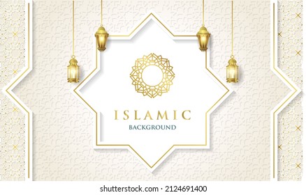 islamic background Realistic 3d Design arabian gold vintage lantern. banner, blank poster template, website header for ramadan, eid and other