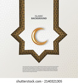 Islamic background with realistic golden moon Vector