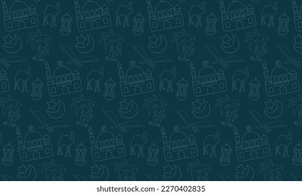Islamic background seamless pattern with Islamic elements, Vector