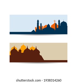 Islamic background, soft colors of Ramadan and Eid celebrations, mosque images accompanied by ornaments. islamic background banner