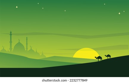 Islamic background, the state of the desert at dusk
