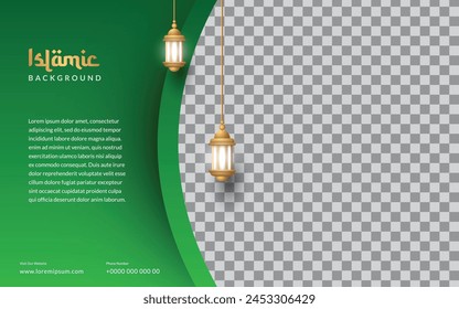 islamic background template modern design vector with lantern ornament