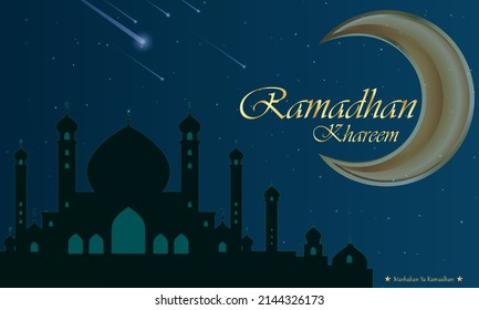 Islamic background with text space on blue theme