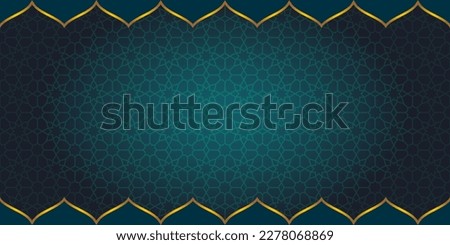 Islamic Background Vector Geometric Ornament Pattern Dark Teal Gradient With Gold Accent For Ramadan Kareem Eid Mubarak
