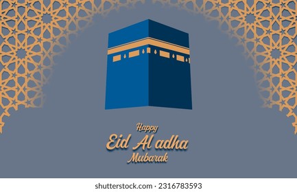 Islamic background vector Kaaba with Islamic ornament And copy space area