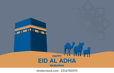 Islamic background vector Kaaba with Islamic ornament And copy space area