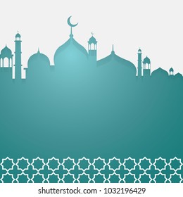 Islamic background vector with mosque. Paper art and digital craft style