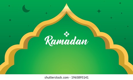 Islamic Backround Dome Green And Gold