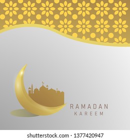 Islamic banner background Ramadan Kareem with gold color