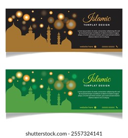 Islamic banner design template with islamic background