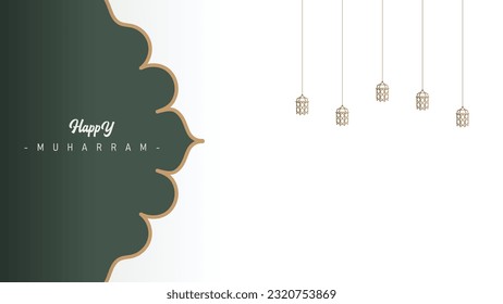 Islamic banner poster background template design for the celebration of the Islamic New Year Muharram minimalist theme