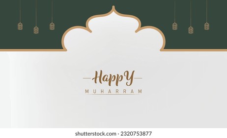 Islamic banner poster background template design for the celebration of the Islamic New Year Muharram minimalist theme