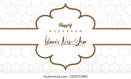 Islamic banner poster background template design for the celebration of the Islamic New Year Muharram minimalist theme