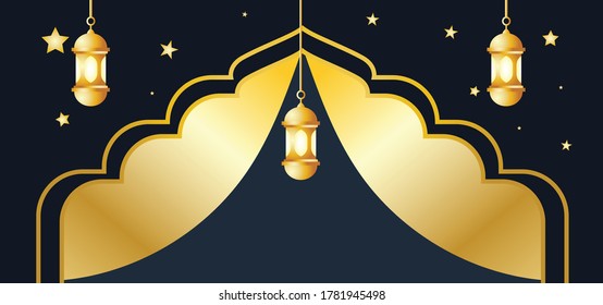 islamic banner templates with middle east lights. arabic lanterns, golden ornament