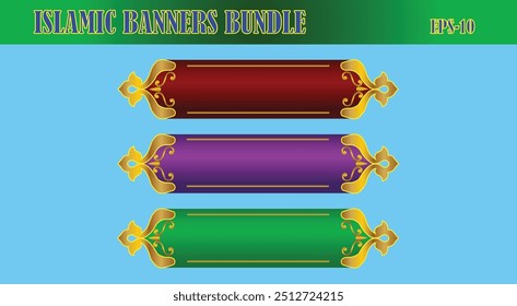 Islamic Banners Bundle EPS vector with beautifully crafted Islamic patterns. Perfect for promoting religious events, Ramadan, Eid celebrations, and cultural festivals.