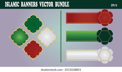Islamic Banners Bundle EPS vector featuring intricate patterns and elegant designs. Perfect for Ramadan, Eid, and other religious or cultural event promotions.
