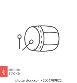 islamic Bedug or muslim drum with stick icon for ramadan, iftar, and moslem Eid al fitr and ramadan kareem. outline style. editable stroke. Vector illustration. design on white background. EPS 10