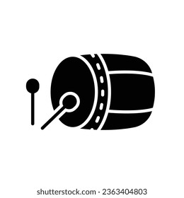 islamic Bedug or muslim drum with stick icon for ramadan, iftar, and moslem Eid al fitr and ramadan kareem. Filled style pictogram. Vector illustration. design on white background. EPS 10