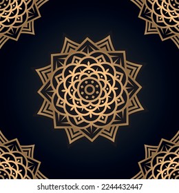 Islamic Black Background With Gold Mandala Design Vector