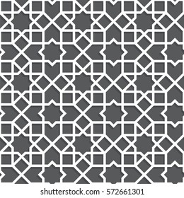 Islamic black and white pattern. Seamless vector geometric background in arabian style