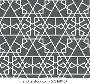 Islamic black and white pattern. Seamless vector geometric background in arabian style