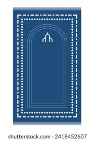 Alfombra de oración azul islámica. Textil islámico. Fácil de editar. Ilustración vectorial.