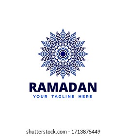 Islamic Blue Ramadan Mandala Logo Template for islamic event, ramadan, ifthar party, and many more.
