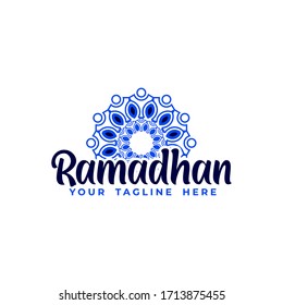 Islamic Blue Ramadan Mandala Logo Template for islamic event, ramadan, ifthar party, and many more.