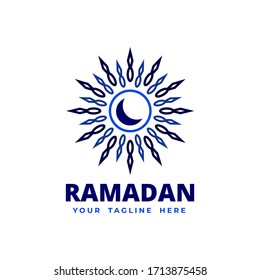 Plantilla con el logotipo Islamic Blue Ramadan Mandala para eventos islámicos, ramadán, fiesta ifthar y muchos más.