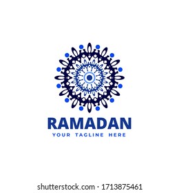Plantilla con el logotipo Islamic Blue Ramadan Mandala para eventos islámicos, ramadán, fiesta ifthar y muchos más.