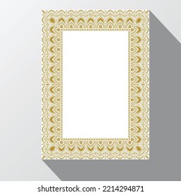 Islamic book cover. Decorative vintage frame or arabic border cover design. traditional ornament.