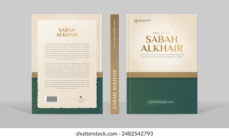 Islamic Book Cover Template Design with Arabesque Arabic Pattern and Design Elements