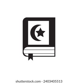 Diseño del logo de la ilustración del vector del icono del libro islámico