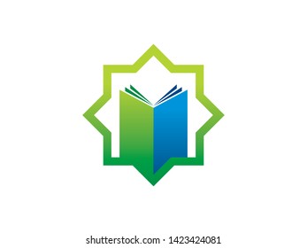Islamic Book or Library Logo Template, Icon, Symbol