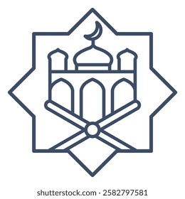 islamic book. Muslim Learn logo, Islam learning logo template, Vector illustration
