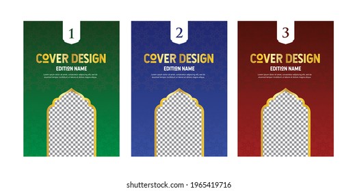 Islamic book series cover design with green, blue, and red color