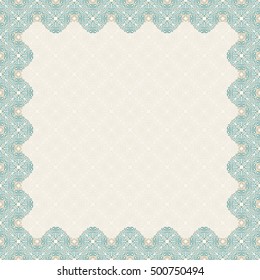 Islamic border frame. Vector ornate in Eastern style. vintage pattern. Vintage background design, place for text. Ornament for wedding invitations, birthday, greeting cards