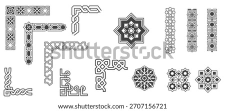 Islamic border and pattern design element vector illustration