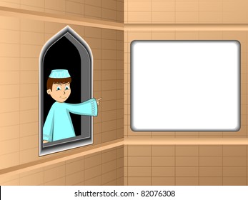 islamic boy standing on window