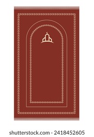 Islamic brown prayer rug with decorative elements. Islamic textile. Easy Editable. Vector illustration.