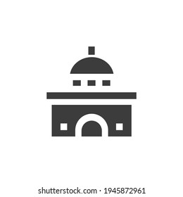 Islamic Building Icon Isolated on Black and White Vector Graphic