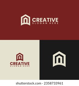 islamic building logo design template, simple monoline logo concept