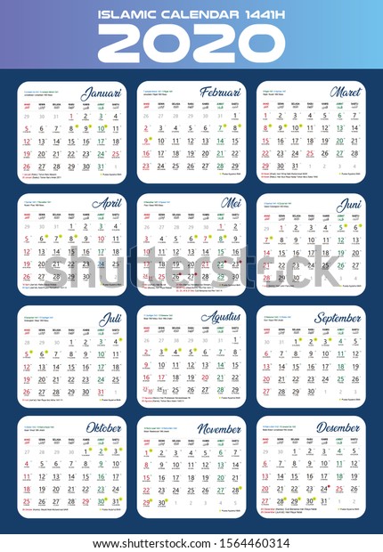 Islamic Calendar 2020 Template Design Hijr Stock Vector Royalty Free 1564460314