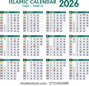 Calendario islámico 2026 - Turquesa