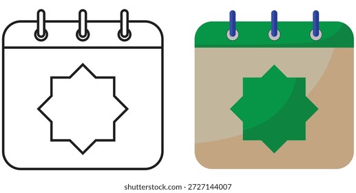 Icono de calendario islámico, diseño de Vector limpio para horarios religiosos y temas de adoración