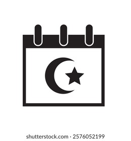 Islamic calendar icon design. Symbol of Islamic religious holidays. Vector illustration template. Isolated black color on a white background.